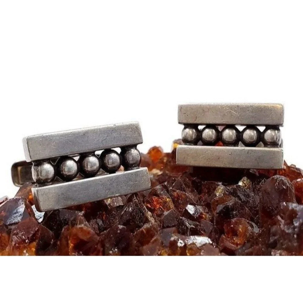 Allan Adler Signed Modernist Sterling Silver Vintage Cufflinks Mid-century MCM M